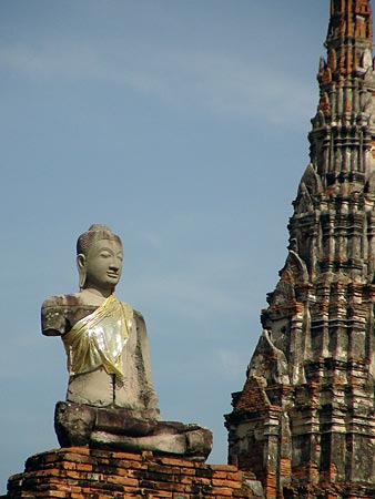 (Recent) Buddha Image in the remains of the Ubosoth (ordination hall) at Wat Chai Wattanaram