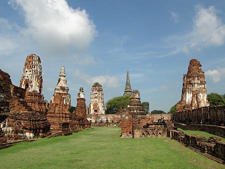 Chedis and prangs at Wat Mahathat, Ayutthaya. 