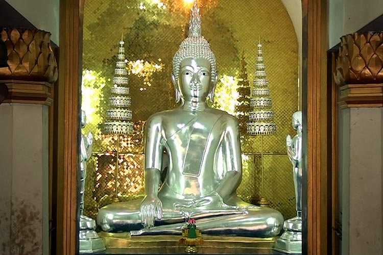 The 'White Buddha' Image, located on a Pavilion behind the Ubosoth